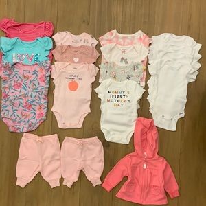 Newborn Short Sleeve Bodysuit, Pant and Hooded Jacket Bundle Set